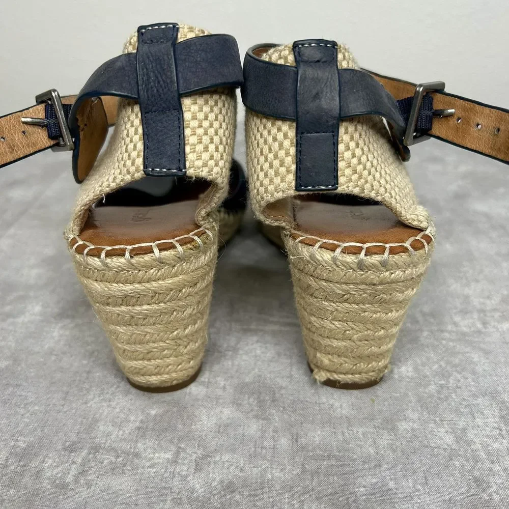 gentle souls Navy Espadrille Wedge Sandals